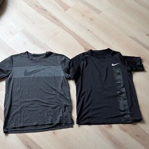 set of 2 new Nike dri fit short sleeve shirts mens large black gray nwt